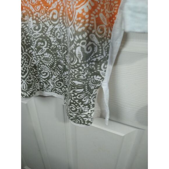 Weekends By Chicos Woman 1/M Ombre Striped Casual 3/4 Sleeve Top - Picture 5 of 8